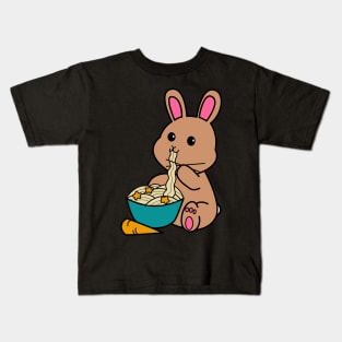 Chibi Bunny Eating Carrot Ramen  2.0 Kids T-Shirt